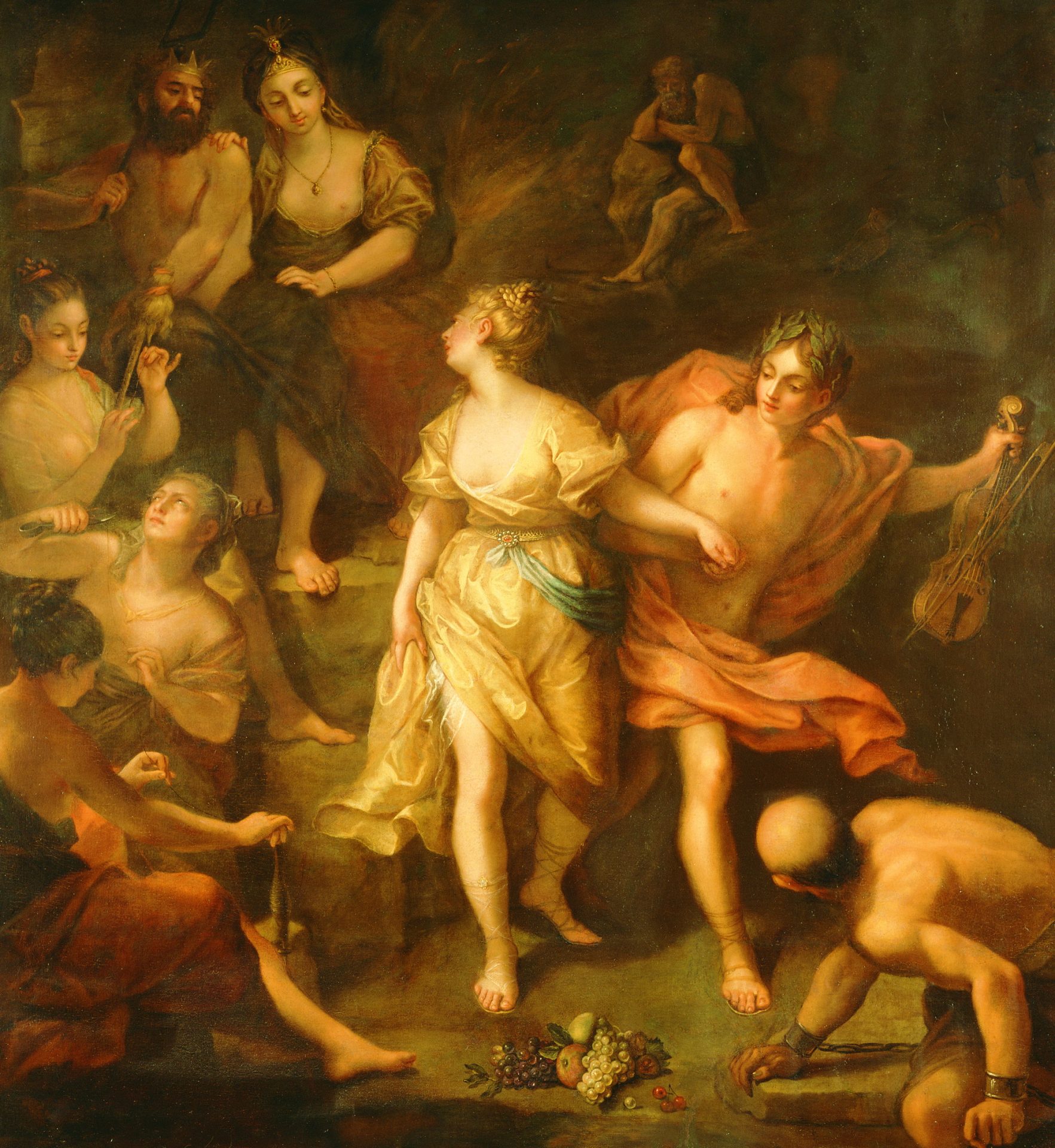 Орфей и Эвридика французского художника Жана Рау (1677-1734); около 1709 г . Масло на холсте; 205,7x203,2 см (81x80 дюймов).